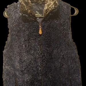 Simply Southern Women's Navy Blue Faux Fur Vest